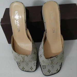 Louis Vuitton Cloth Flip Flops Grey Size 36